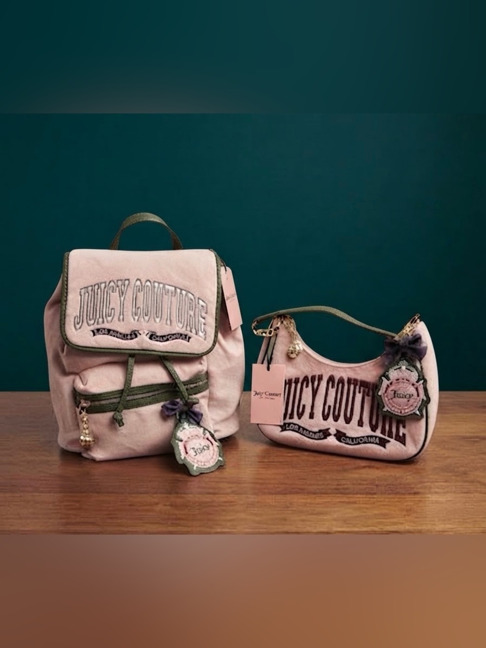 Juicy Couture Dusty Blush Pink Whimsigoth University Backpack Shoulder Bag Y2K